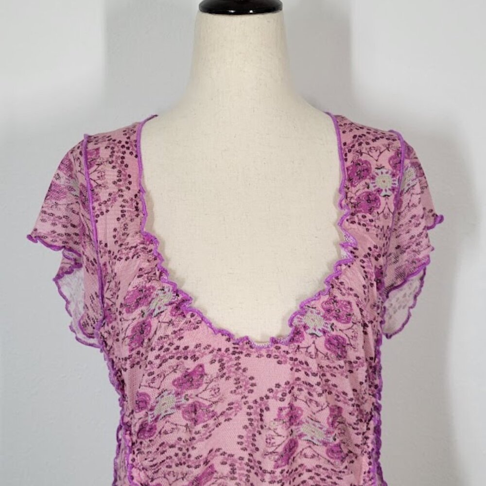 FREE PEOPLE Oh my baby tee top Sz L NEW - Picture 3 of 9